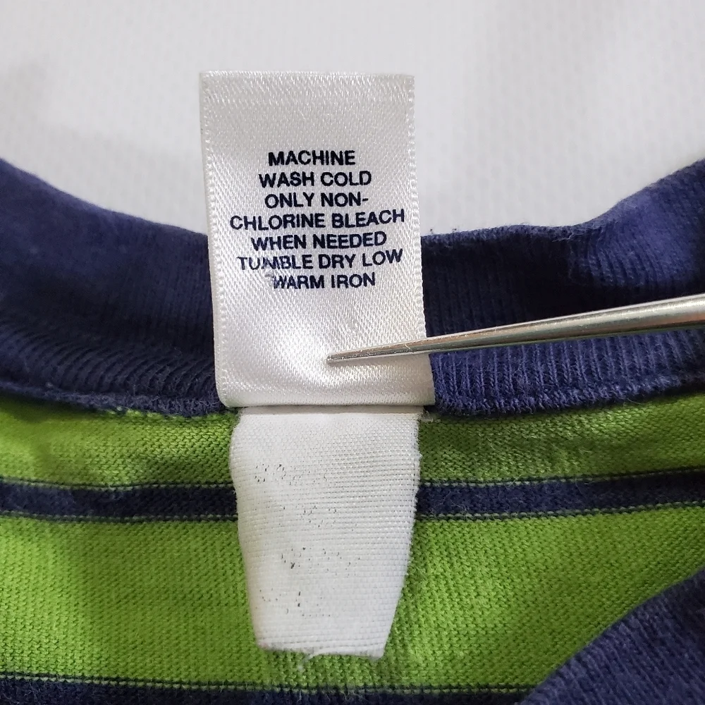 K1207 * Baby Gap Boys Number 1 Striped Tee Navy Blue Green Size 18/24M